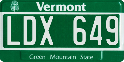 VT license plate LDX649