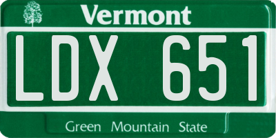 VT license plate LDX651