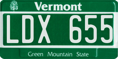 VT license plate LDX655