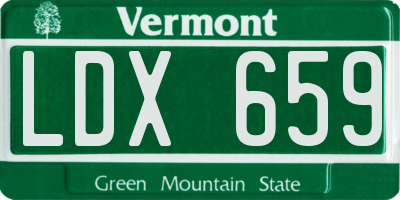 VT license plate LDX659