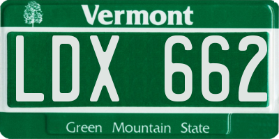 VT license plate LDX662