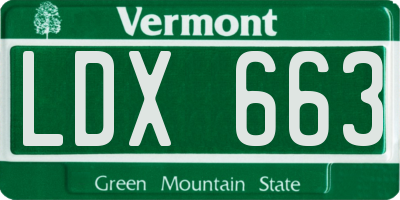 VT license plate LDX663