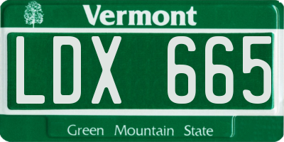 VT license plate LDX665