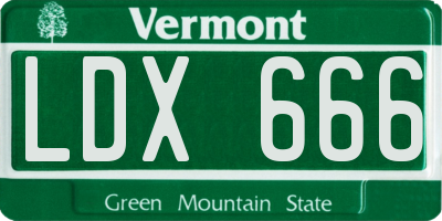 VT license plate LDX666