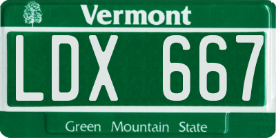 VT license plate LDX667