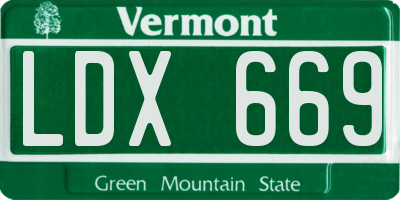 VT license plate LDX669