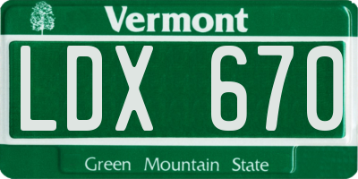 VT license plate LDX670