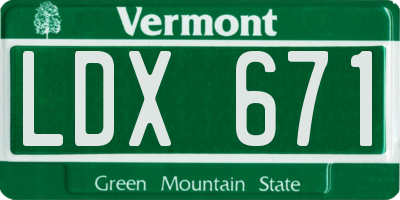 VT license plate LDX671
