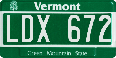 VT license plate LDX672