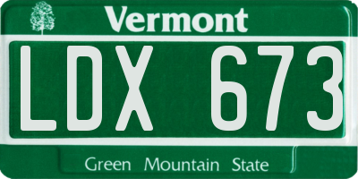 VT license plate LDX673
