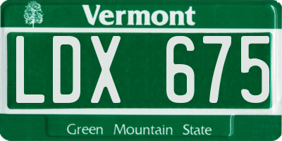 VT license plate LDX675