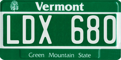 VT license plate LDX680