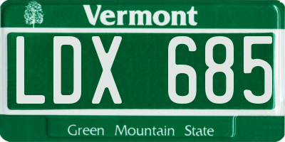 VT license plate LDX685