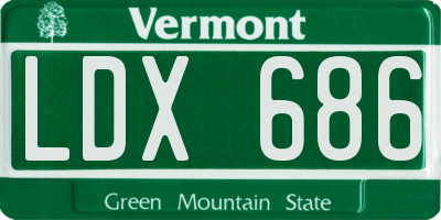 VT license plate LDX686