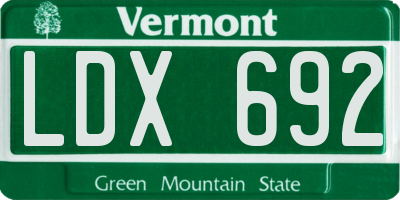VT license plate LDX692