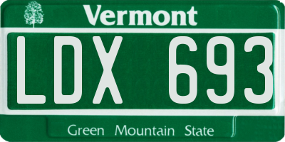 VT license plate LDX693
