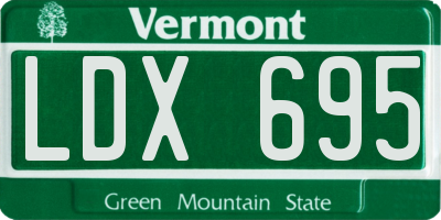 VT license plate LDX695