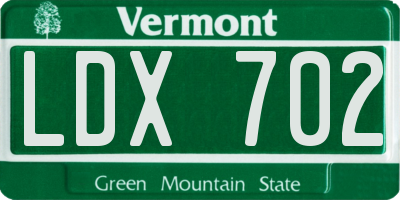 VT license plate LDX702