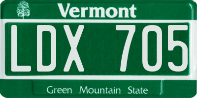 VT license plate LDX705