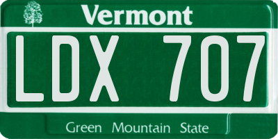 VT license plate LDX707