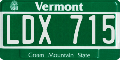 VT license plate LDX715