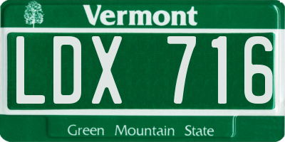 VT license plate LDX716