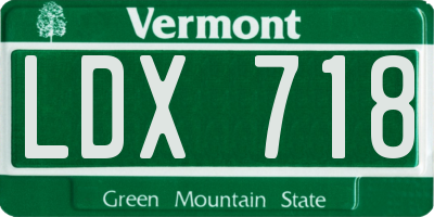 VT license plate LDX718