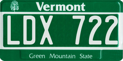 VT license plate LDX722