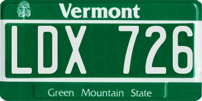VT license plate LDX726