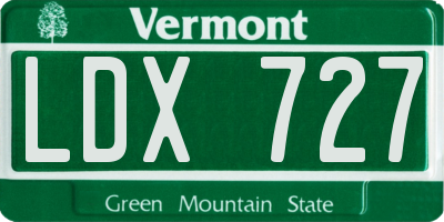 VT license plate LDX727