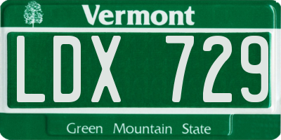 VT license plate LDX729