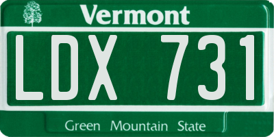 VT license plate LDX731