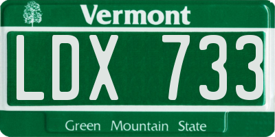 VT license plate LDX733