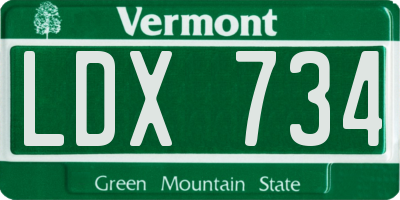 VT license plate LDX734