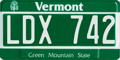 VT license plate LDX742