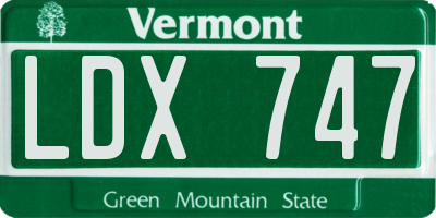 VT license plate LDX747