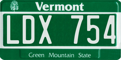 VT license plate LDX754