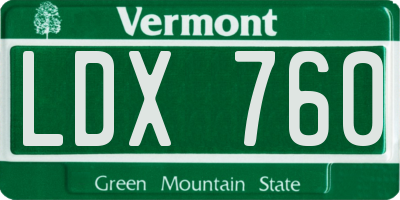 VT license plate LDX760