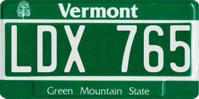 VT license plate LDX765