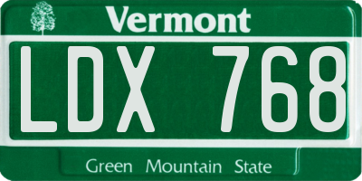 VT license plate LDX768
