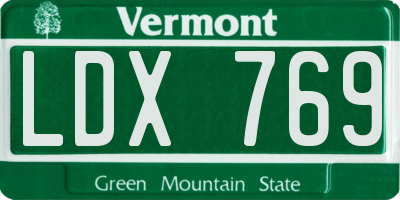 VT license plate LDX769