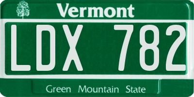 VT license plate LDX782