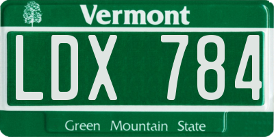 VT license plate LDX784