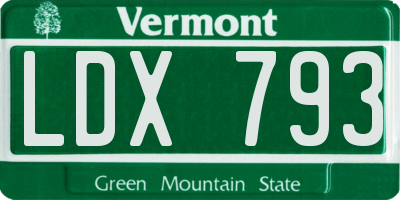 VT license plate LDX793