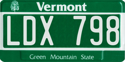VT license plate LDX798