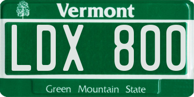 VT license plate LDX800