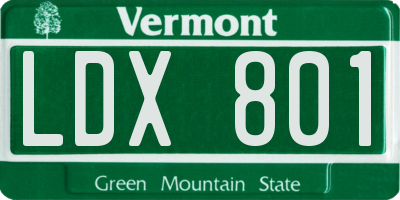 VT license plate LDX801