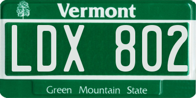 VT license plate LDX802