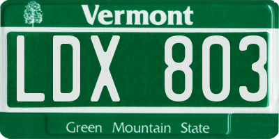 VT license plate LDX803