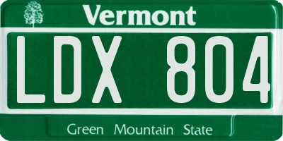 VT license plate LDX804